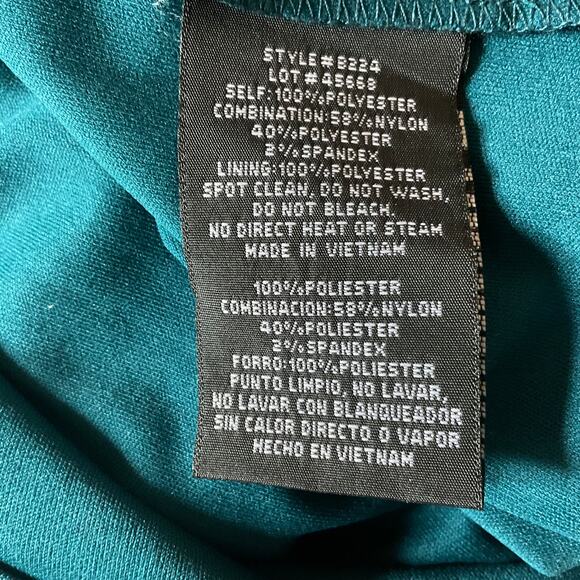 Betsy & Adam Lace and Chiffon Evening Gown Green Size 4 Short Flutter Sleeves - Picture 10 of 13